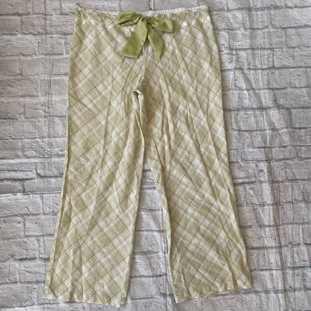 New York & Co women L 100% cotton lightweight pajama pants w/satin tie